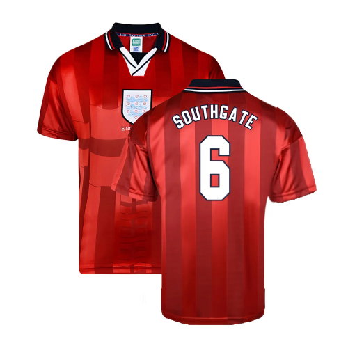 Score Draw England 1998 World Cup Finals Away Retro Football Shirt (SOUTHGATE 6)
