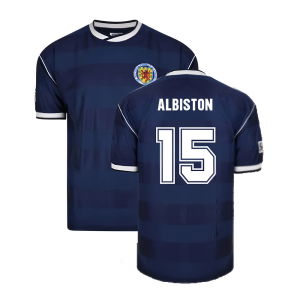 Score Draw Scotland 1986 Retro Football Shirt (Albiston 15)