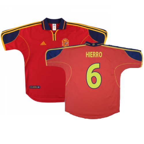 Spain 1999-02 Home Shirt ((Excellent) M) (Hierro 6)