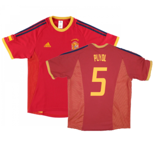 Spain 2002-04 Home Shirt ((Good) XL) (Puyol 5)