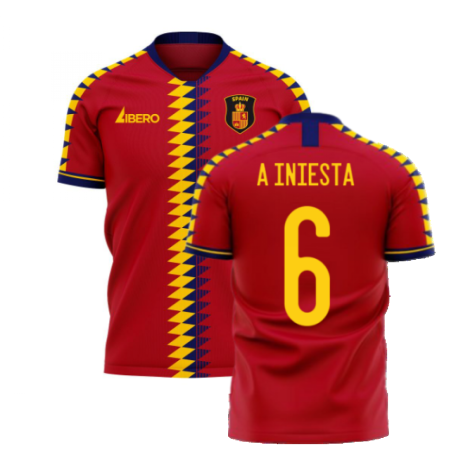 Spain 2023-2024 Home Concept Football Kit (Libero) (A INIESTA 6)