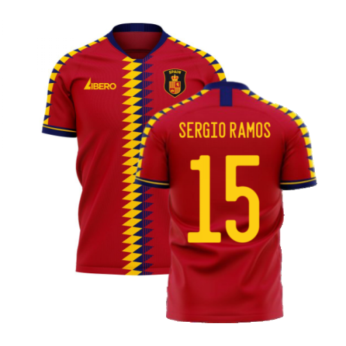 Spain 2025-2026 Home Concept Football Kit (Libero) (SERGIO RAMOS 15)
