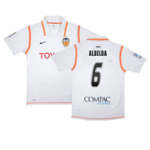 Valencia 2007-08 Home Shirt ((Excellent) S) (Albelda 6)