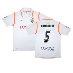 Valencia 2007-08 Home Shirt ((Excellent) S) (C.Marchena 5)
