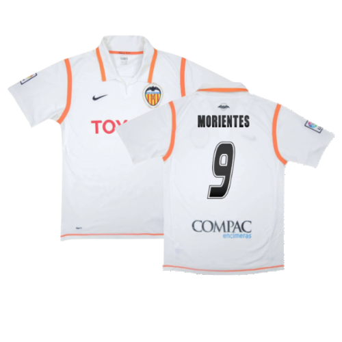 Valencia 2007-08 Home Shirt ((Excellent) S) (Morientes 9)