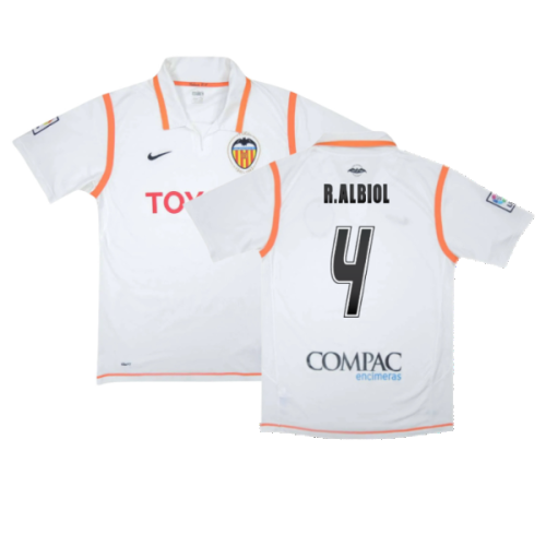 Valencia 2007-08 Home Shirt ((Excellent) S) (R.Albiol 4)