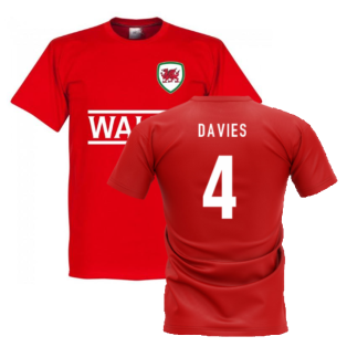 Wales Football Team T-Shirt - Red (DAVIES 4)