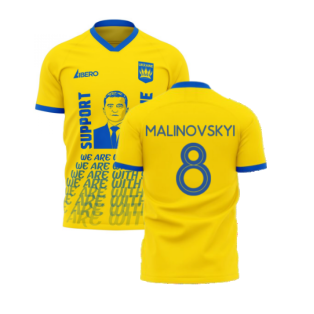 We Are With You Ukraine Concept Football Kit (Libero) (MALINOVSKYI 8)
