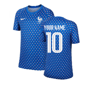 2022-2023 France Pre-Match Training Shirt (Hyper Cobalt) - Kids (Your Name)