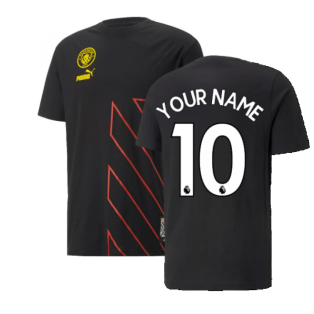 2022-2023 Man City FtblCulture Tee (Black) (Your Name)