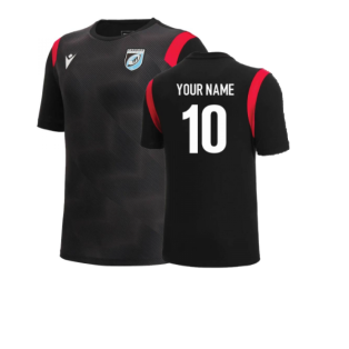 2022-2023 Cardiff Blues Warm Up Poly Dry T-Shirt (Black) (Your Name)
