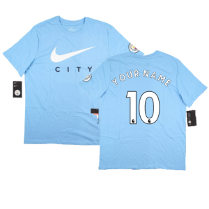 2018-2019 Manchester City T-Shirt Swoosh - Field Blue (Your Name)