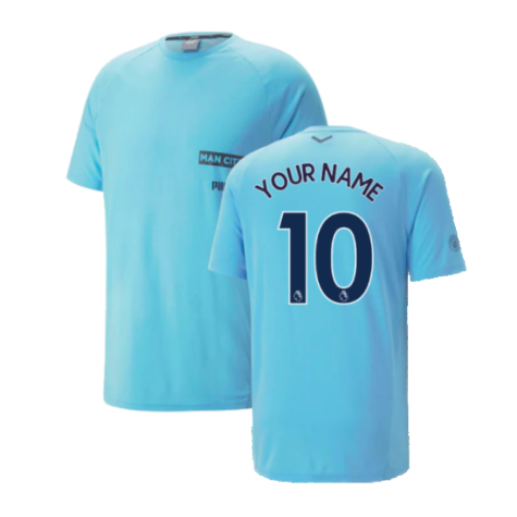2022-2023 Man City Casuals Tee (Light Blue) (Your Name)