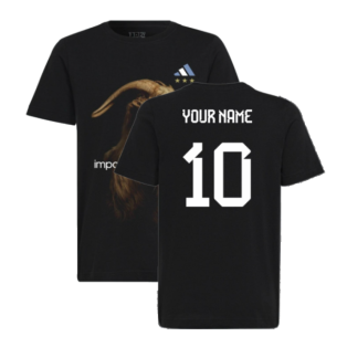 Messi Football GOAT Graphic Tee (Black) - Kids (Your Name)