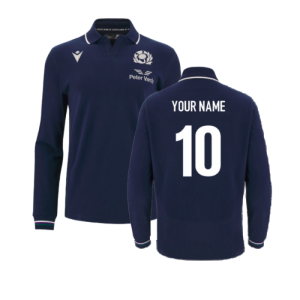 2023-2024 Scotland Home Long Sleeve Cotton Rugby Shirt (Your Name)