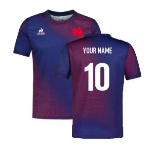 2023-2024 France Rugby PRO Pre-Match Shirt (Blue) (Your Name)