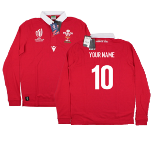 Wales RWC 2023 WRU Rugby Poly Cotton LS Rugby Jersey (Your Name)