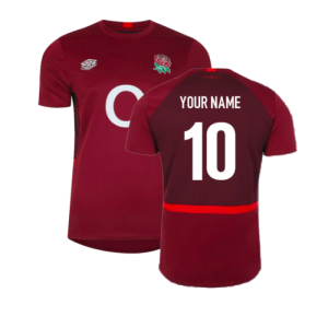 2023-2024 England Rugby Gym Tee (Tibetan Red) (Your Name)