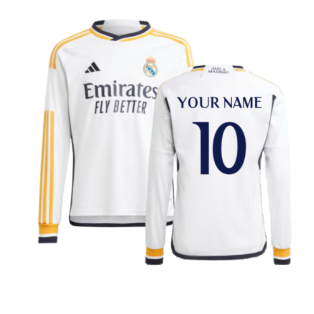 2023-2024 Real Madrid Long Sleeve Home Shirt (Kids) (Your Name)