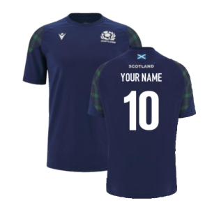 2023-2024 Scotland Rugby Travel Polycotton T-Shirt (Navy) (Your Name)