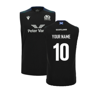 2023-2024 Scotland Rugby Training Gym Vest (Black) (Your Name)