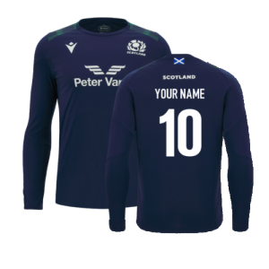 2023-2024 Scotland Rugby Long Sleeve Training Tee (Navy) (Your Name)