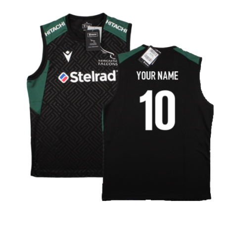 2023-2024 Newcastle Falcons Sleeveless Rugby Tee (Black) (Your Name)