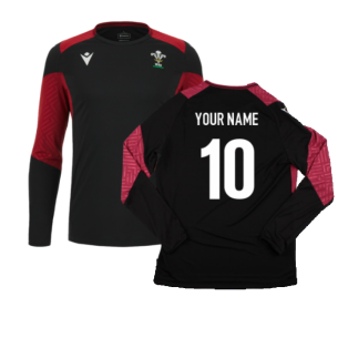 2023-2024 Wales Rugby LS Training Shirt (Black) (Your Name)