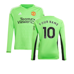 2023-2024 Man Utd Home Goalkeeper Shirt (Solar Green) - Kids (Your Name)