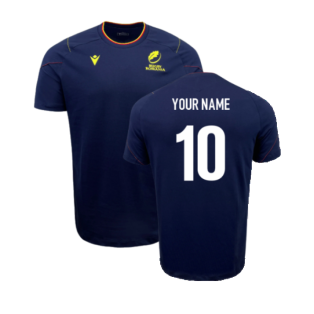 2023-2024 Romania Rugby Cottonpoly T-Shirt (Navy) (Your Name)