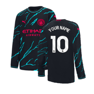 2023-2024 Man City Long Sleeve Third Shirt (Kids) (Your Name)