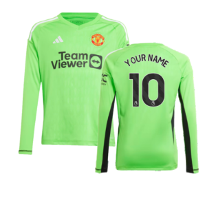 2023-2024 Man Utd Home Goalkeeper Shirt (Solar Green) - Kids (Your Name)