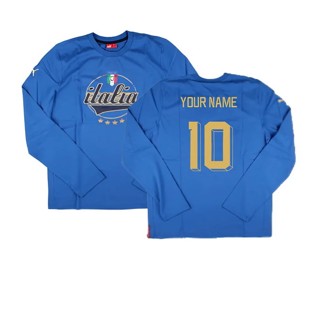 2022-2023 Italy LS Graphic Tee (Blue) (Your Name)