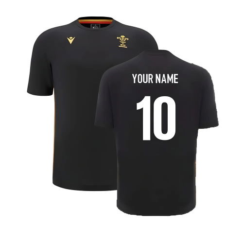 2024-2025 Wales Rugby Travel Cotton T-Shirt (Black) (Your Name)