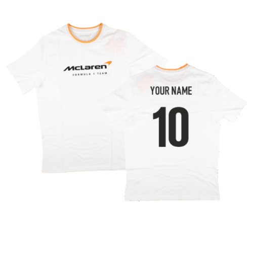 2025 McLaren F1 Mens Core Essentials T-Shirt - Bright White (Your Name)