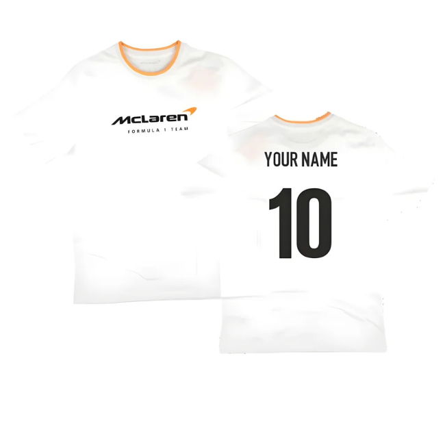 2025 McLaren F1 Mens Core Essentials T-Shirt - Bright White (Your Name)
