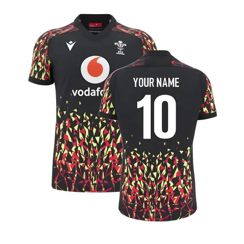 2025-2026 Wales WRU Rugby Training Jersey (Black) (Your Name)