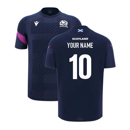 2025-2026 Scotland Rugby Training Poly Shirt (Navy) - Kids (Your Name)