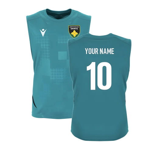 2025-2026 Northampton Saints Training Sleeveless Shirt (Green) (Your Name)