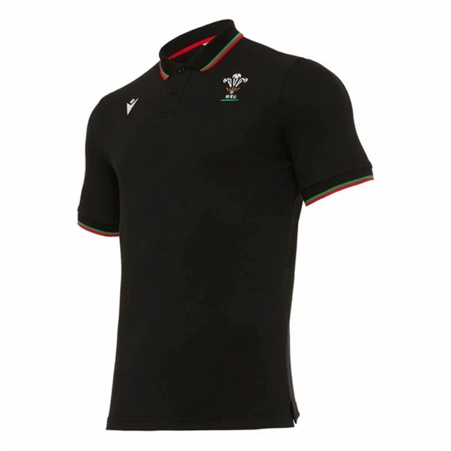 2020-2021 Wales Travel Cotton Piquet Polo Shirt (Black)