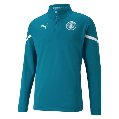 2021-2022 Man City Pre Match Half Zip Top (Ocean Depths) - Kids