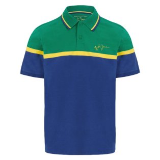 Ayrton Senna Mens Fanwear Stripe Polo Shirt