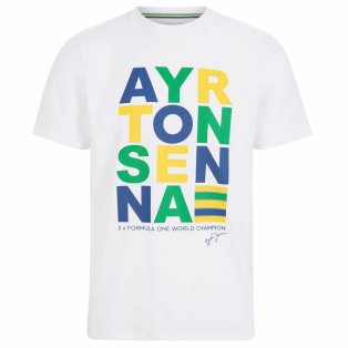 Ayrton Senna FW Mens Stripe Graphic Tee (White)