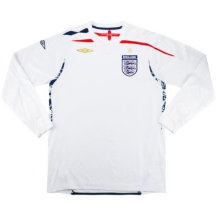 2008-2009 England Long Sleeve Home Shirt (Kids)