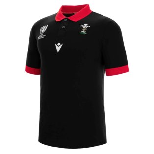Wales 2023 RWC Rugby Cottonpoly Polo Shirt (Black)
