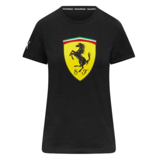 2023 Ferrari Fanwear Big Shield Tee (Black) - Ladies