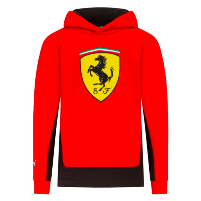 2024 Ferrari Fanwear Big Shield Hoodie (Red) - Kids