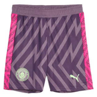 2023-2024 Man City Goalkeeper Shorts (Purple Charcoal) - Kids