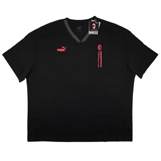 2023-2024 AC Milan FtblCulture Graphic V Neck Tee (Black)