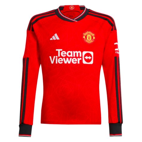 2023-2024 Man Utd Home Long Sleeve Shirt (Kids)